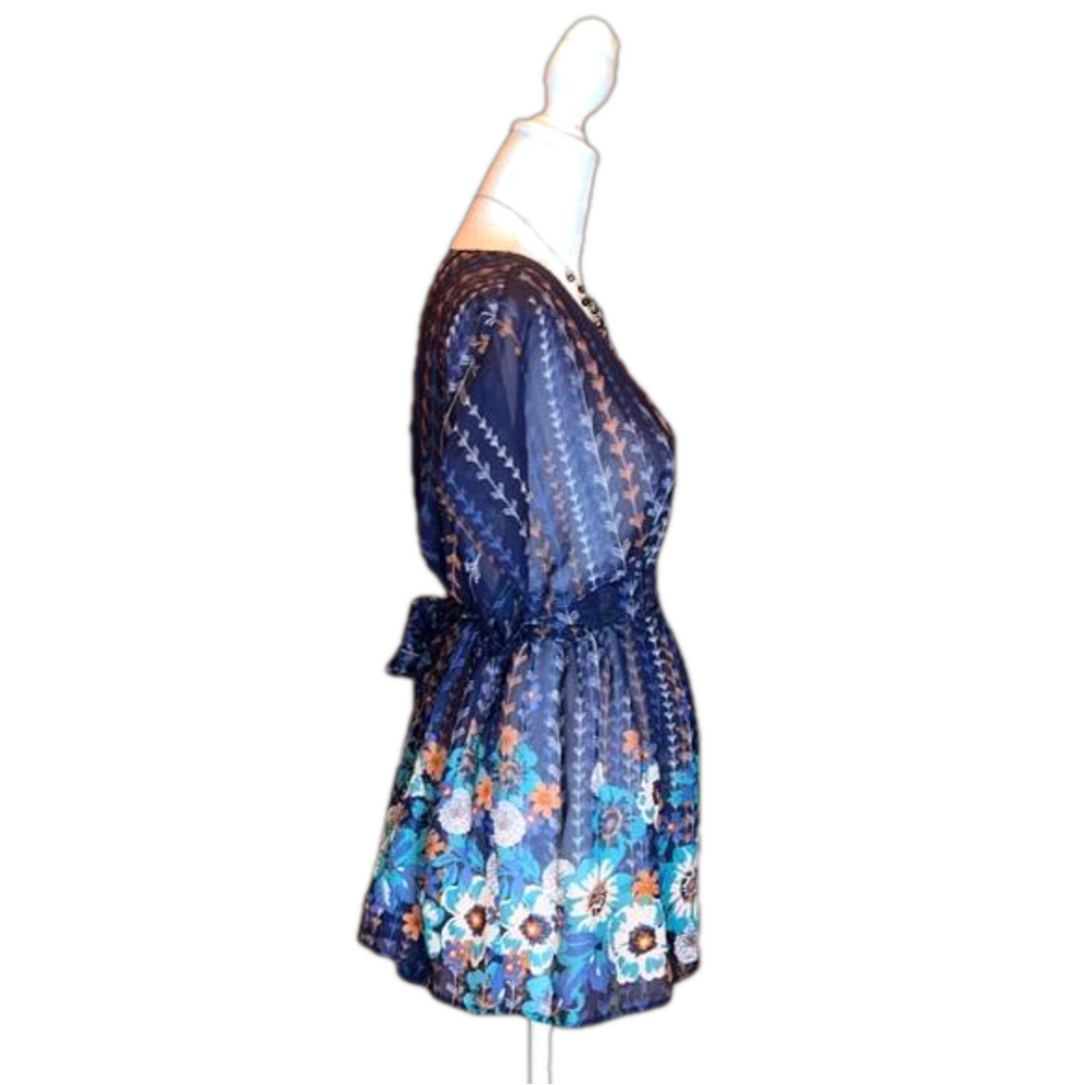 XHILARATION Sheer Floral Print Pull Over Blouse Size M - Picture 3 of 7